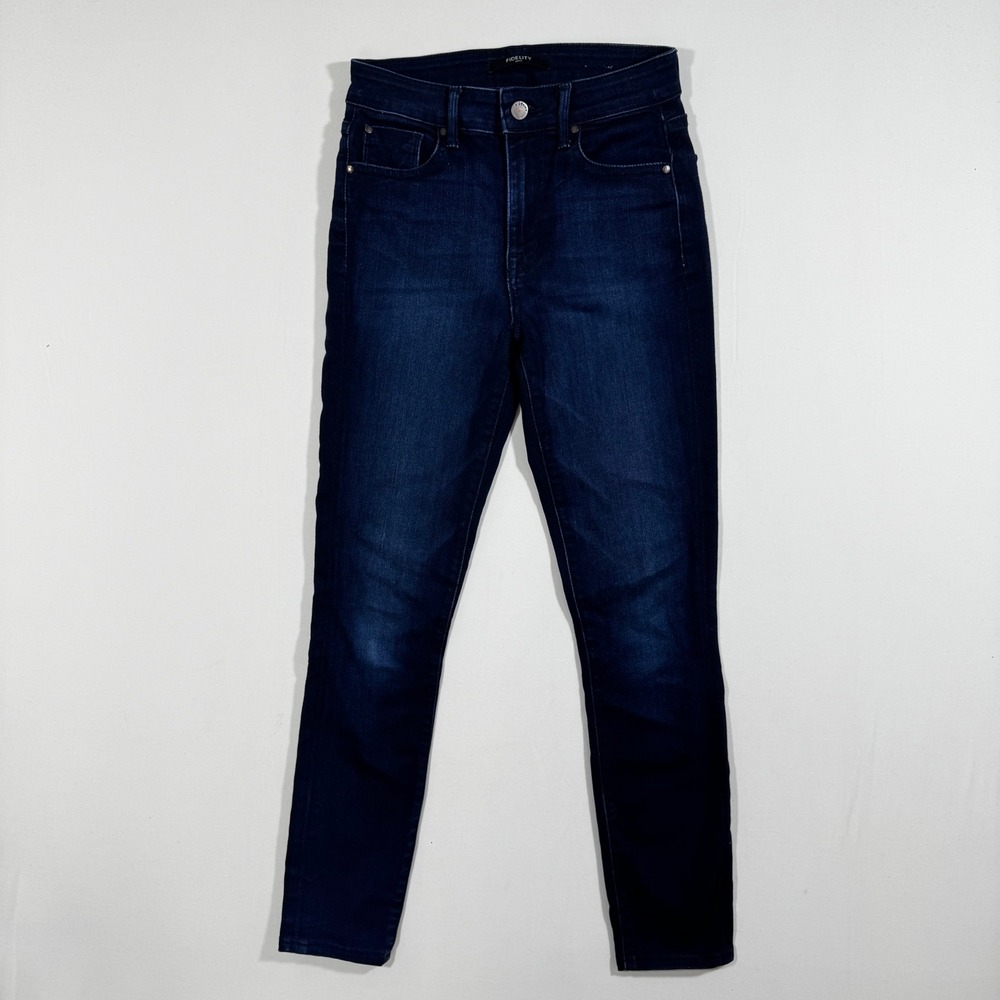Fidelity Women Skinny Jeans Dark Blue Denim 24 Minimalist Casual Capsule US Made - Picture 1 of 9